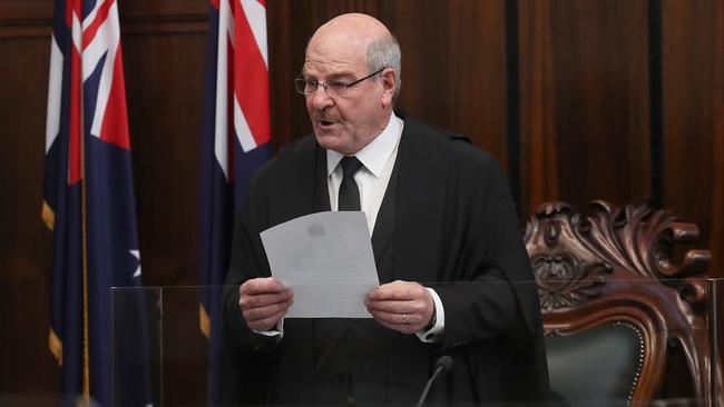 Speaker Mark Shelton. Condolence motion in relation to the passing of Queen Elizabeth II by members of the Tasmanian parliament. Picture: Nikki Davis-Jones