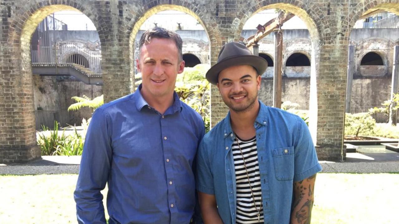 Titus Day and Guy Sebastian in happier times. Picture: Supplied