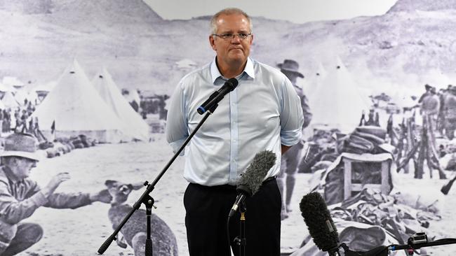 Prime Minister Scott Morrison speaks to members of the Australian Defence Force at Robertson Barracks in Darwin. Picture: AAP