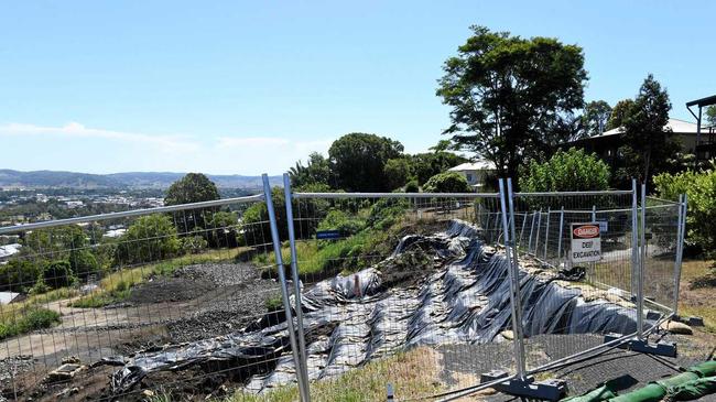 Contaminated soil at Beardow Street in Lismore Heights after a landslide due to heavy rain. Picture: Marc Stapelberg