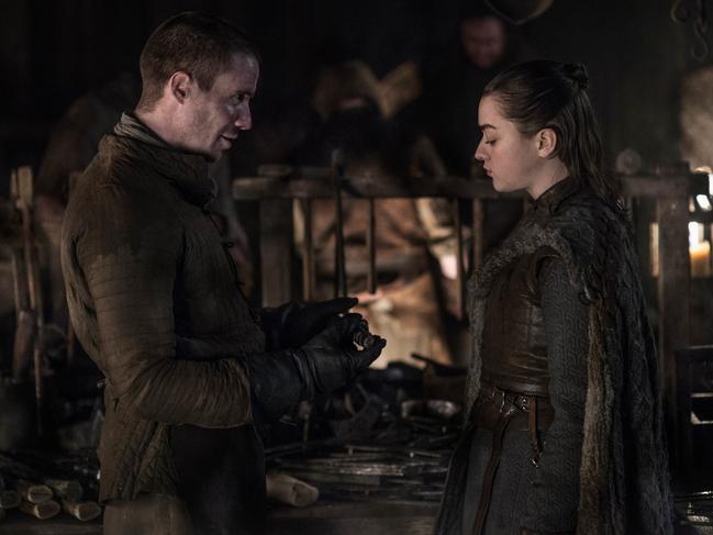 Gendry and Arya Stark share a moment. Picture: HBO/Foxtel