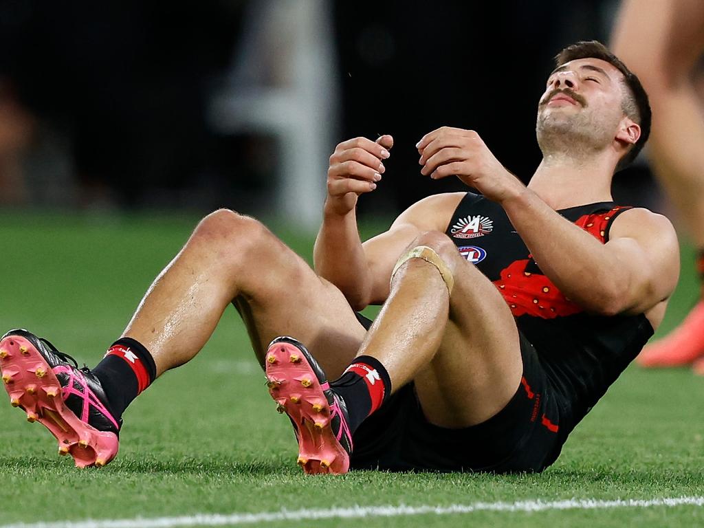 A shattered Kyle Langford after his late miss on Anzac Day. Picture: Michael Willson/AFL Photos via Getty Images