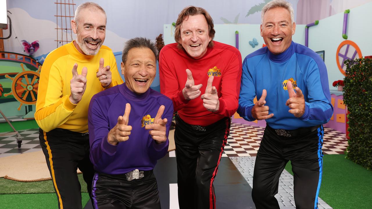 The original Wiggles Greg Page, Jeff Fatt, Murray Cook and Anthony Field will tour next year. Picture: Richard Dobson
