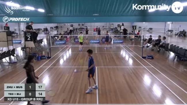 Replay: Victorian Open Badminton Championships Day 1 - Jamie Zhu & Tanvi Sai Mushini v Cayven Teo & Alphonsa Bijomon (XD U15 Group B)