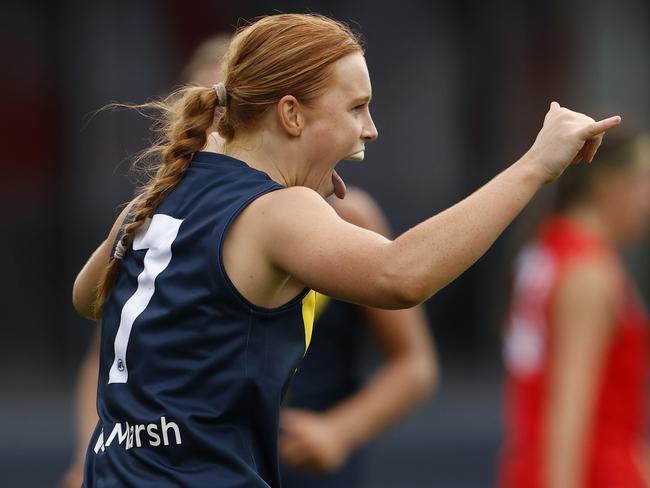 Sophie McKay celebrates a goal.