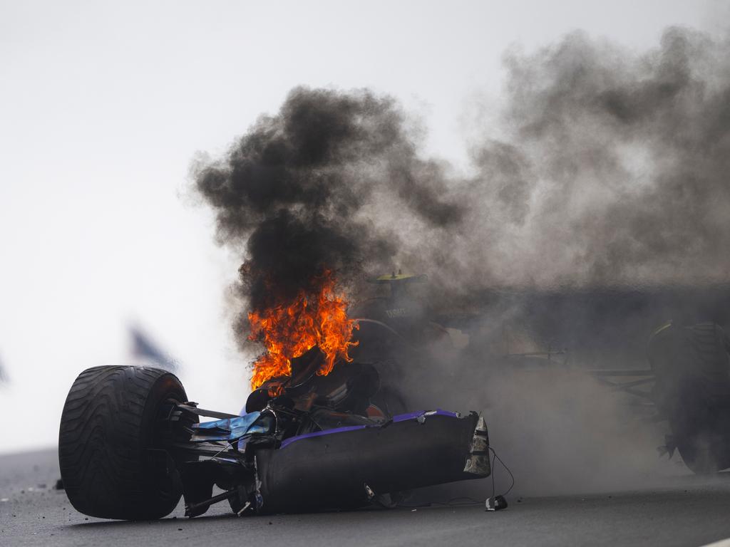 Logan Sargeant was unscathed after crashing his car in practice. Picture: Rudy Carezzevoli/Getty Images