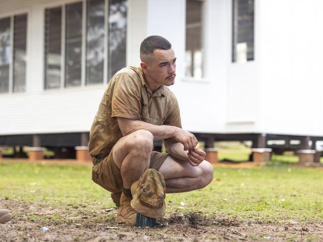 Sapper Andrew Taylor watches the closing AACAP ceremony take place. Picture: Floss Adams.