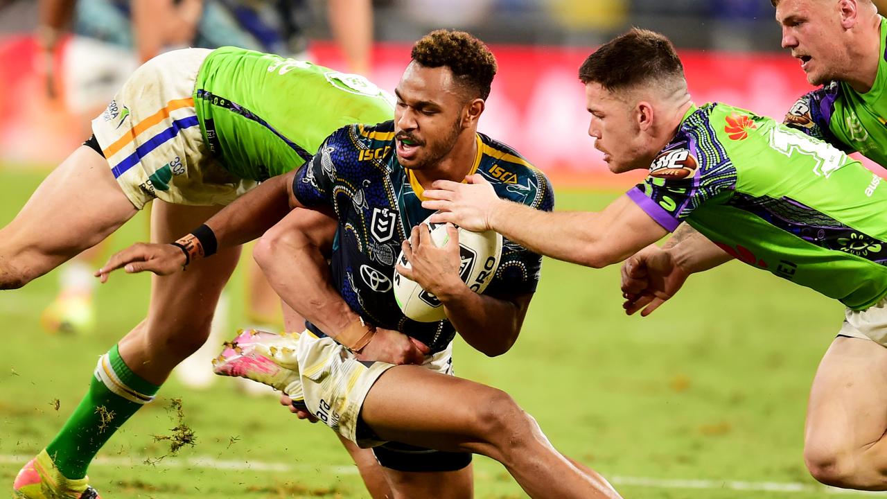 NRL news 2022, Canberra Raiders vs North Queensland Cowboys, Tom Starling  try, video