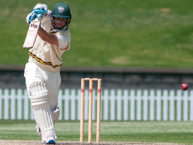 Premier Cricket: Camberwell Magpies v Footscray at Camberwell Sports complex. Magpie's Simon Hill. Photo taken on the 18th of February, 2017. Picture: Christopher Chan.