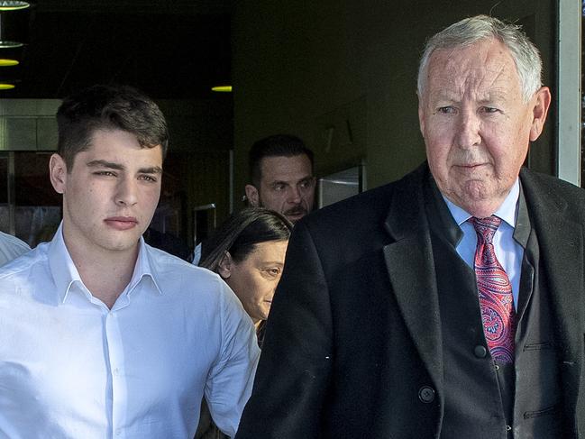 Marco Yandle,20, leaves the Supreme Court with his lawyer and family ADELAIDE, AUSTRALIA - NewsWire Photos JULY 16, 2024: Marco Yandle,20, leaves the Supreme Court with his lawyer and family  who is charged with assisting an offender - his father - who killed homeless man Steven Murphy on their property in February 2023.Picture: NCA NewsWire / Mark Brake