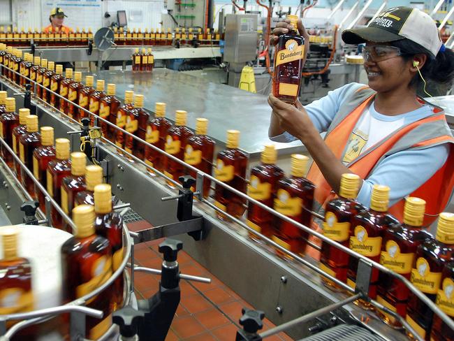 The assembly line at Bundaberg Rum Distillery