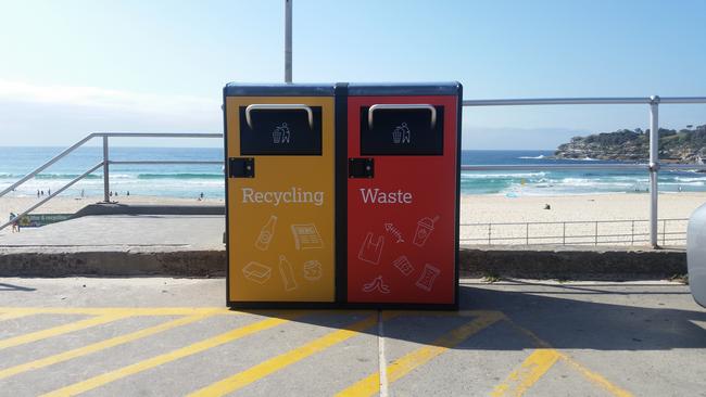 Solar-powered smart bins being trialled at Bondi Beach.