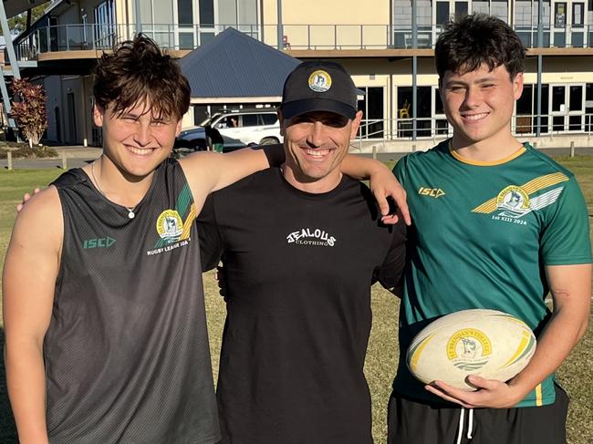 League legend PJ Marsh with sons Jay (left) and Braelan, who will both play for St Brendan's at the 2024 Confraternity Carnival.