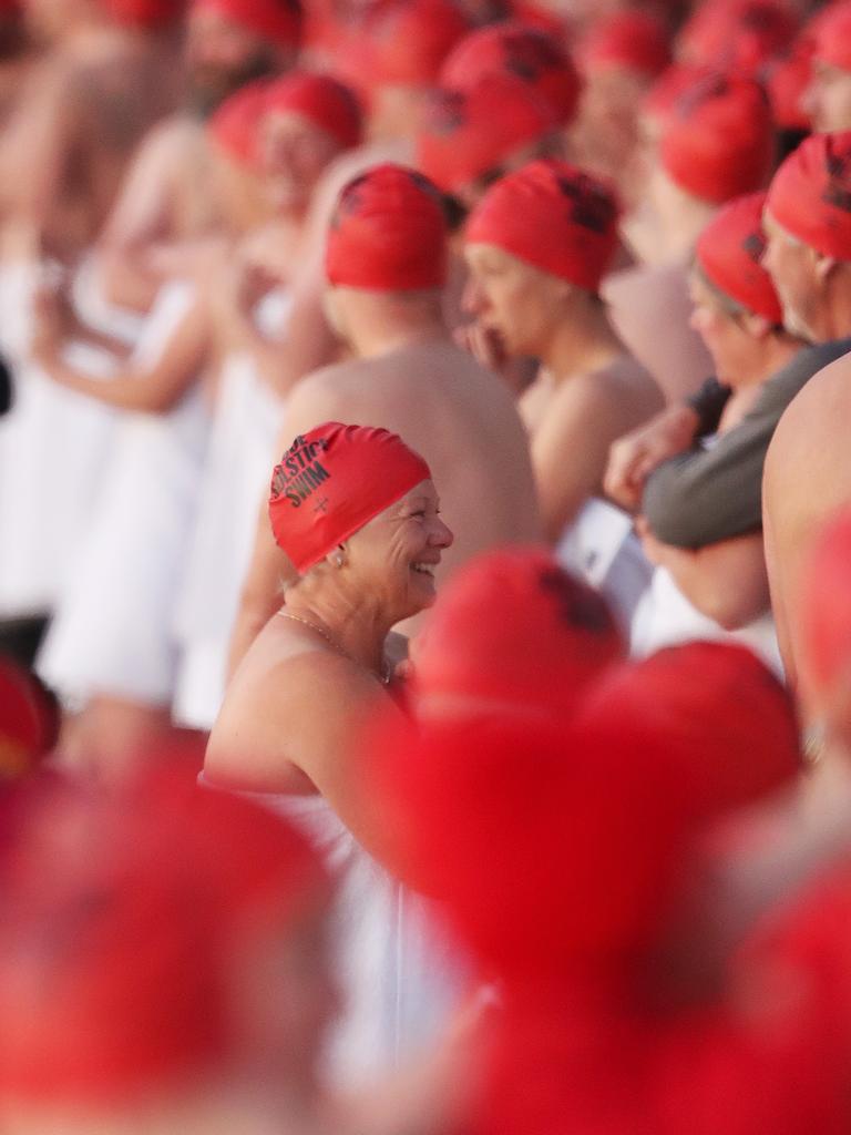 Nude Solstice swim as part of Dark Mofo 2021 at Long Beach Sandy Bay. Picture: Nikki Davis-Jones