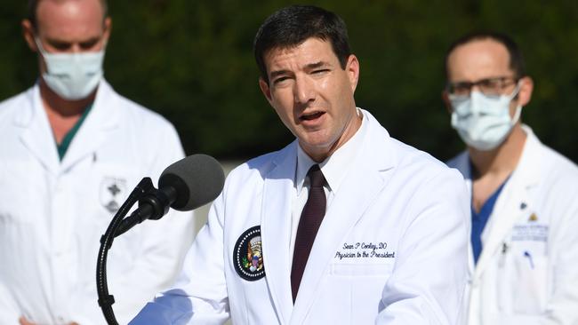 White House physician Sean Conley has become a household name during Donald Trump’s COVID-19 scare. Picture: AFP