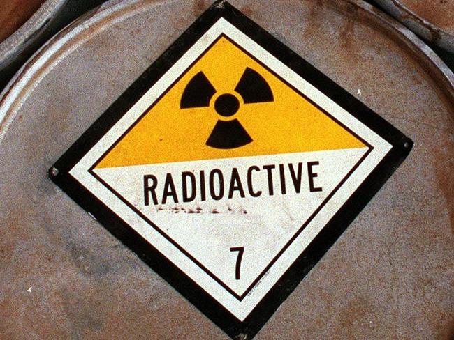 One of 9,600 drums of low level radioactive waste stored outside Woomera 10 Jan 1995. nuclear  /Radioactivity