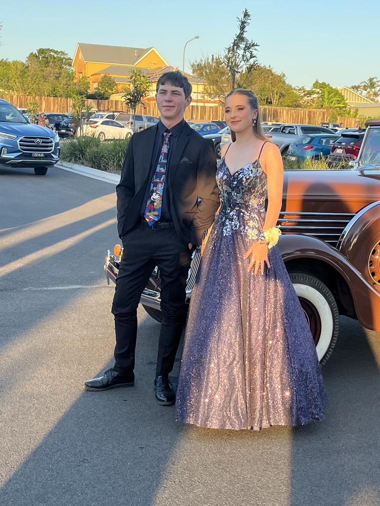 Amber Glock and Joseph MacIntyre arrive at the Aldridge State High School formal.