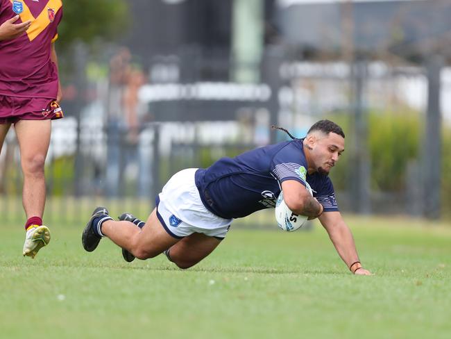 Newcastle score a try through Timanu Alexander. Picture: Sue Graham