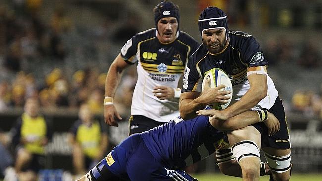 Scott Fardy on the charge for the Brumbies.