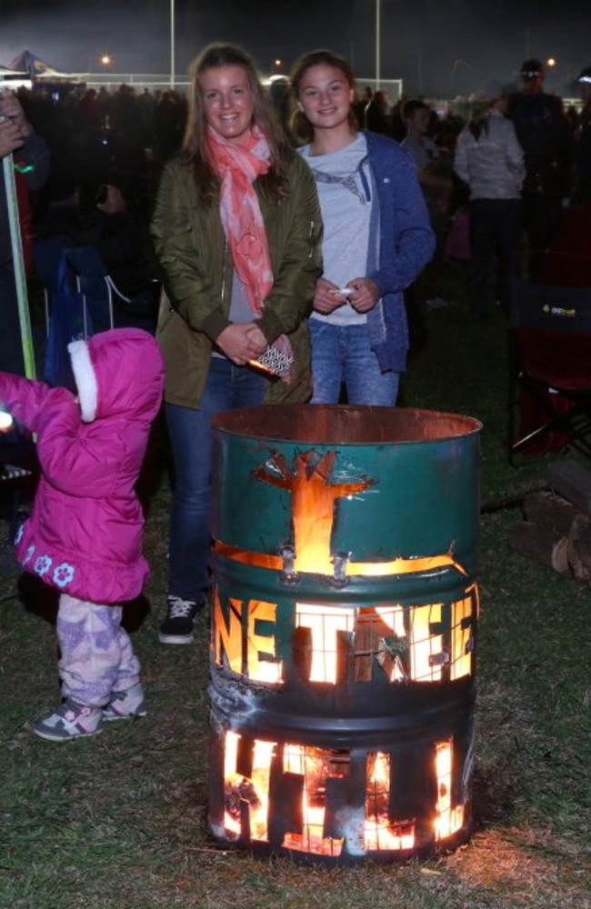 Louise Stonehouse and Zoe Turner with Louise's Fire Drum One Tree Hill at the Killarney Bonfire Night