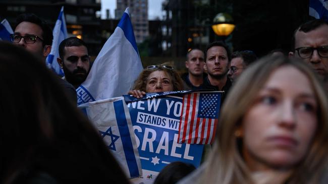 People attend a ‘Stand with Israel’ vigil and rally in New York City overnight after the Palestinian militant group Hamas launched an attack on Israel. Picture: Ed Jones/AFP