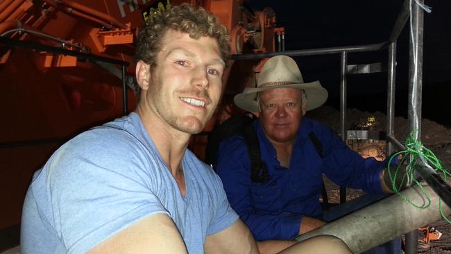 David Pocock and Rick Laird chained to a super digger at Maules Creek.