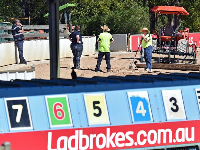 Workers conduct a deep harrow of the track last year. Picture: Troy Snook