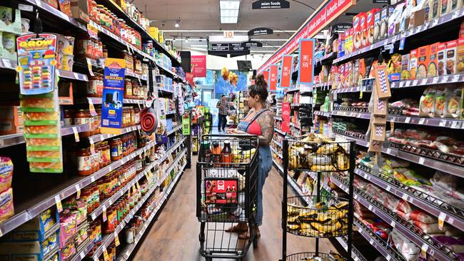 Easing consumer prices is good news for American shoppers that are battling cost of living pressures, evidenced in cheaper supermarket choices. Picture: Frederic J Brown/AFP