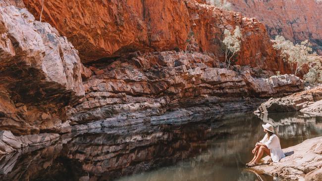 Relaxing at Ormiston Gorge West MacDonnell is a national park in the Northern Territory.