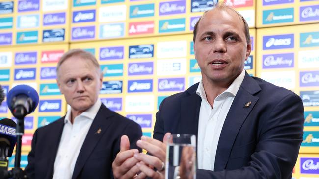 Rugby Australia chief executive Phil Waugh at the announcement of new Wallabies coach Joe Schmidt on Friday Picture: Getty Images