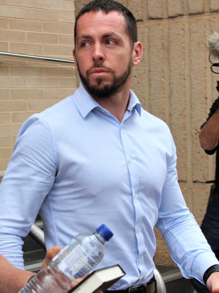 Constable Zach Rolfe left court last month after invoking the ‘penalty privilege’. Picture: Jason Walls