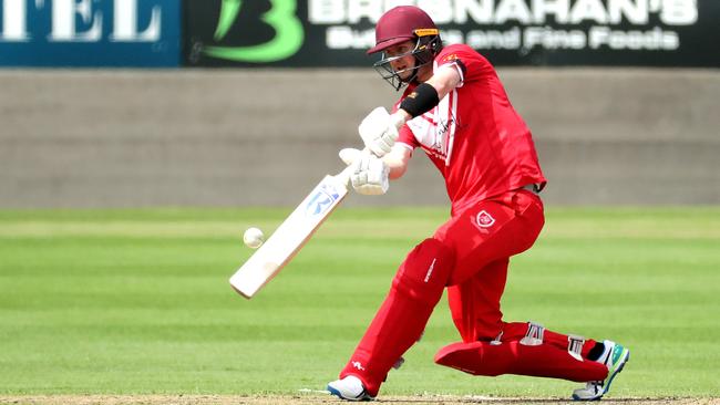 Nick Stapleton of St. George hits over the top during round 1 versus Hawkesbury at Hurstville Oval on September 24, 2022. (Photo by Jeremy Ng/Newscorp Australia)