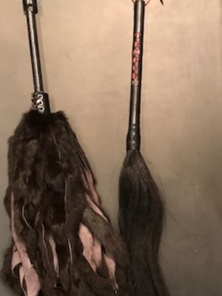 These whips feature rabbit pelt and horsehair.