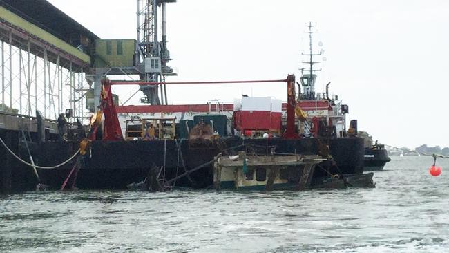 The FV Dianne has was raised from the seabed and taken into the Port of Bundaberg.