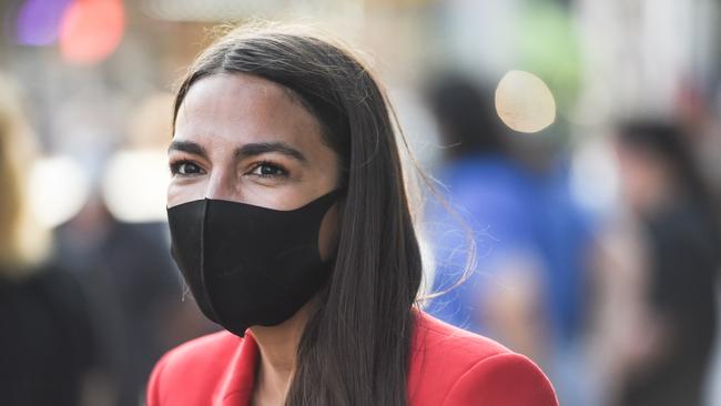 NEW YORK, NY - JUNE 23: Rep. Alexandria Ocasio-Cortez (D-NY) campaigns on June 23, 2020 in the Bronx borough of New York City. Ocasio-Cortez is running for re-election in the 14th congressional district against Michelle Caruso-Cabrera, a former CNBC anchor. Stephanie Keith/Getty Images/AFP == FOR NEWSPAPERS, INTERNET, TELCOS &amp; TELEVISION USE ONLY ==