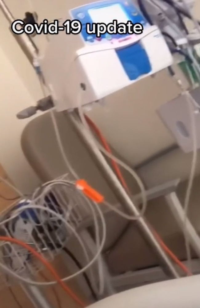 Katie has so far been admitted to Campbelltown Hospital and Royal North Shore Hospital, sharing footage from her hospital bed. Picture: TikTok/yxdad