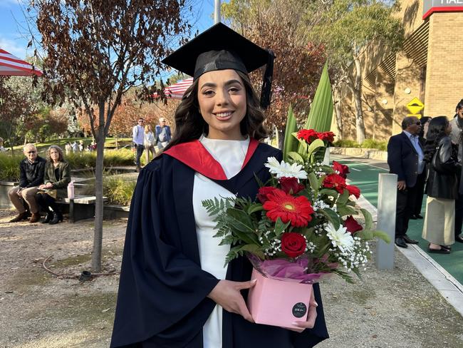 Mary Gorghis graduates with a Bachelor of Nursing from La Trobe University on May 14, 2024. Picture: Brittany Busch