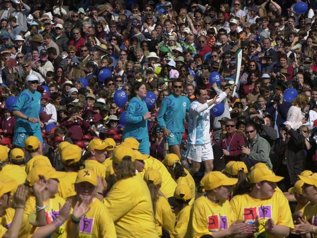 Campbelltown Sports Stadium was packed with people during the Penrith to Bowral leg of Sydney 2000 Olympic Torch Relay. Picture: Pip Blackwood