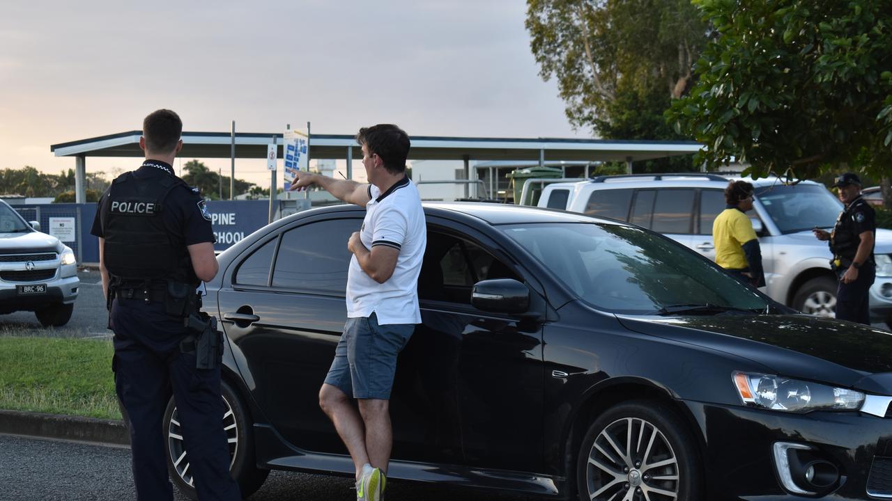 Police interviewed witnesses outside Proserpine State High School following an arrest this afternoon.