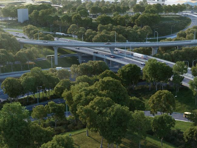 An artist's impression of the St Peters Interchange. Picture: Supplied