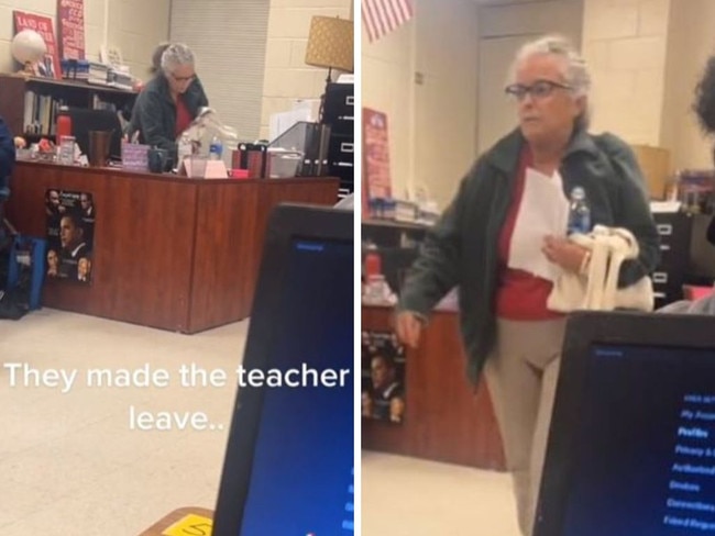 Moment teacher quits after class mocks her. Picture: TikTok/sweet.trashysam.jpeg