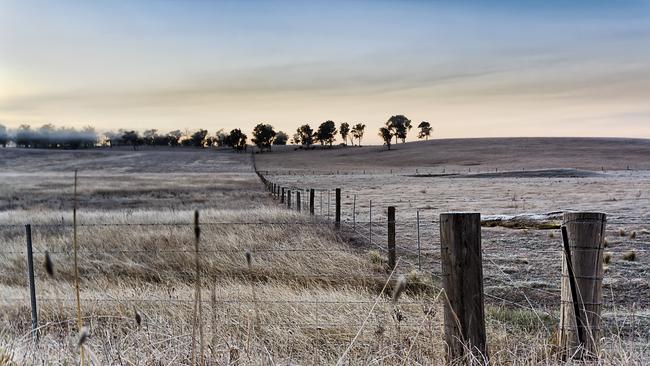 Farm in Australian Southern Highlands during winter season.