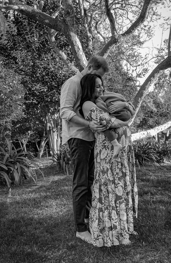 Prince Harry, Duke of Sussex and Meghan, Duchess of Sussex pose with son Archie Harrison Mountbatten-Windsor after they revealed they were expecting a baby girl. Picture: Misan Harriman/The Duke and Duchess of Sussex via Getty Images