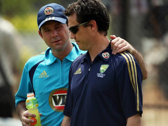 Ricky Ponting offers support to Bryce McGain.