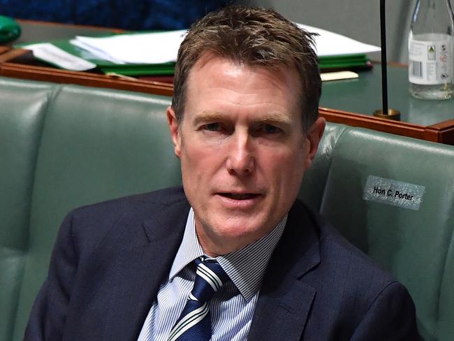 CANBERRA, AUSTRALIA - JUNE 03: Minister for Industry, Science and Technology Christian Porter during Question Time in the House of Representatives at Parliament House on June 03, 2021 in Canberra, Australia. Victoria has recorded yesterday 3 new local cases and no new cases acquired overseas with 23,921 COVID-19 vaccine doses administered and 57,519 COVID-19 test results were received.  (Photo by Sam Mooy/Getty Images)