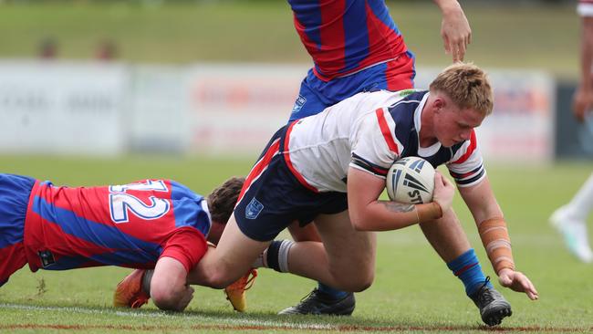 Action from the Knights v Roosters clash. Picture: Sue Graham