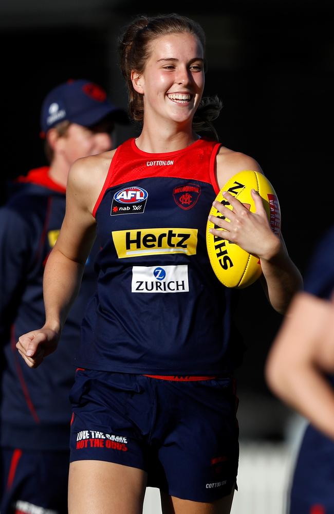 Maggie Caris during her time with the Demons. Picture: Getty Images