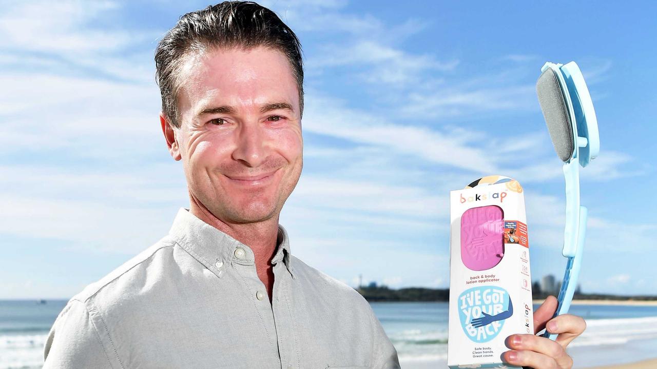 Bakslap founder Raph McGowan has signed a major distribution agreement which will see his lotion applicator available at 22 skin cancer centres across Australia. Picture: Patrick Woods.