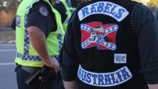 Accused Rebels bikie member Jamie Saliba is facing 10 charges relating to an alleged motorcycle chase while being armed with a loaded gun near Blacktown in March. Picture: NT Police