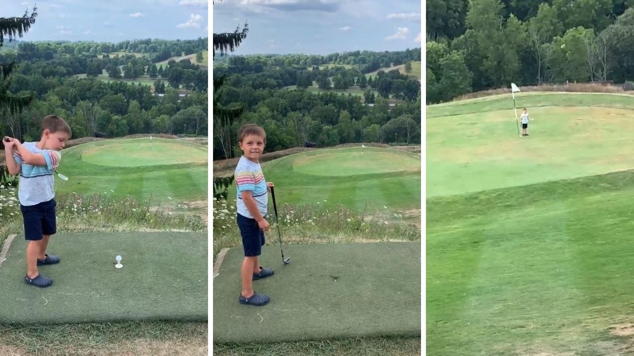 Golf: Four year old Rocco hits hole in one on first hole | video